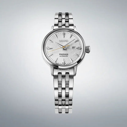 Seiko Presage SRE017 Cocktail Time Automatic "Hot Buttered Rum" White Dial 30.3mm Stainless Steel Women's Watch (Includes Diamond Certificate)