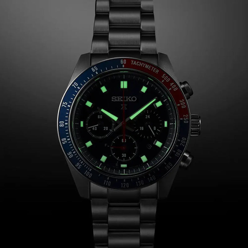 Seiko Prospex SSC913P1  Solar Chronograph "Speedtimer Pepsi" Blue Dial 41.4mm Stainless Steel Men's Watch detail view