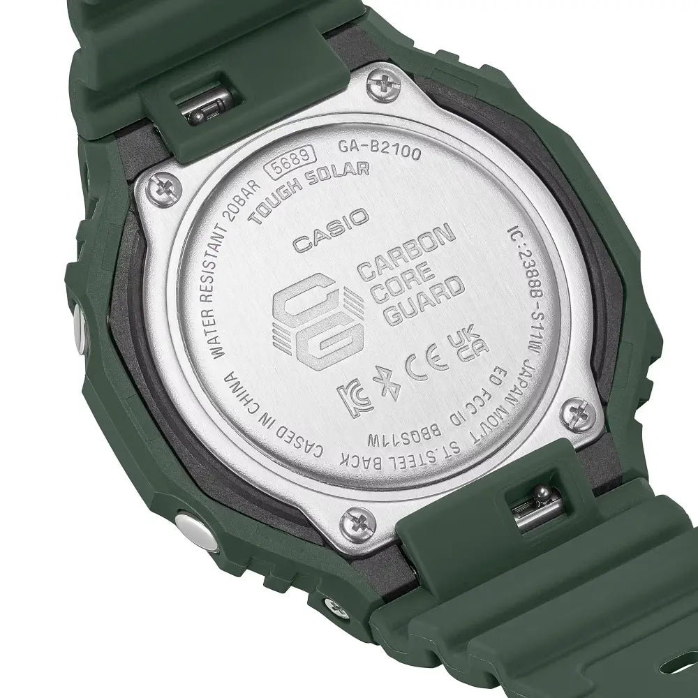 Casio G-Shock CasiOak Bluetooth Solar Analog Digital GA-B2100-3A Green Dial 45.4mm Resin Strap Men's Watch