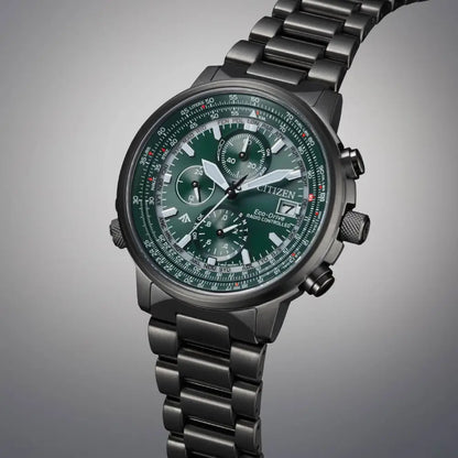 Citizen Promaster Sky Navihawk A-T AT8304-57W Green Dial 41mm Grey Stainless Steel Men's Watch
