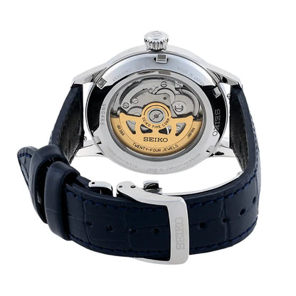 Seiko Presage SSA405J1 Cocktail Time Automatic Open Heart "Blue Moon" Blue Dial 40.5mm Leather Strap Men's Watch