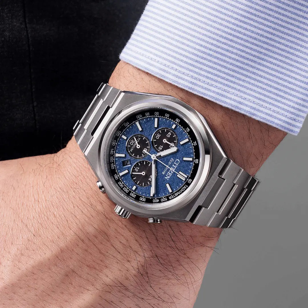 Citizen Eco-Drive Chronograph CA4610-85L Blue Dial 42.5mm Titanium Men's Watch