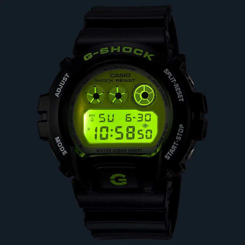 Casio G Shock DW-6900RCS-1D Digital Bright Green Dial Resin Strap Men's Watch detail view
