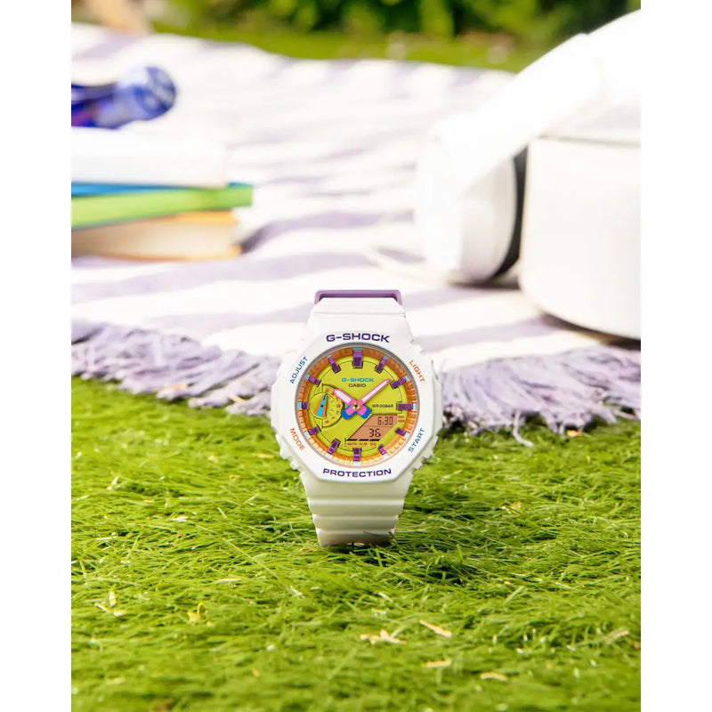 Casio G-Shock "Mini CasiOak" GMA-S2100BS-7A White Multi-Color Dial 42.9mm Resin Strap Watch detail view