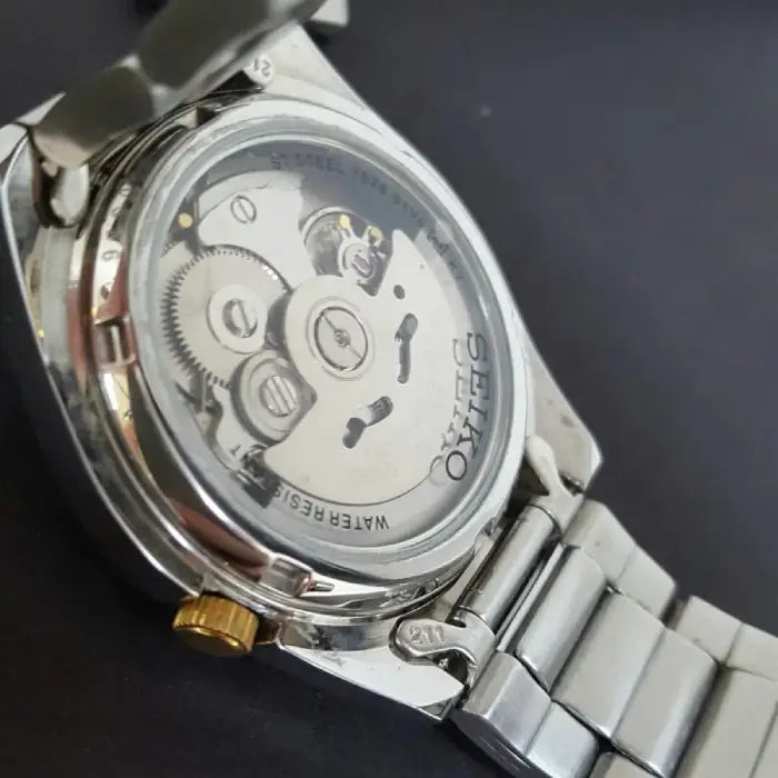 Seiko 5 Automatic SNKL47K1 White Dial Two-Tone 37mm Stainless Steel Men's Watch detail view