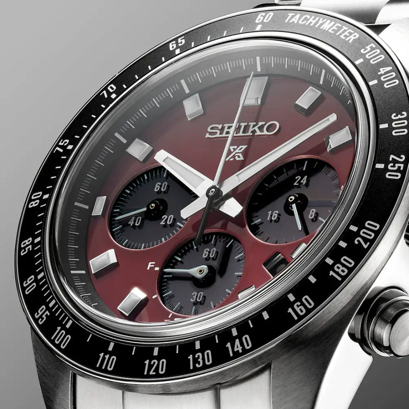 Seiko Prospex Speedtimer SSC927P1 Solar Chronograph Red Dial 41.4mm Stainless Steel Men's Watch detail view