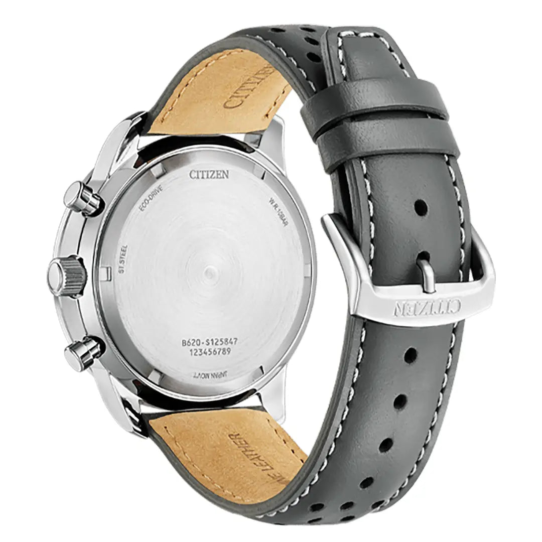 Citizen Eco-Drive CA4500-24H Aviation-Inspired Design Grey Dial 44mm Leather Strap Men's Watch