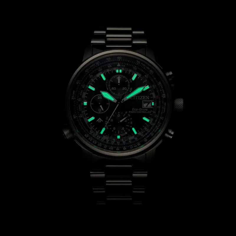Citizen Eco-Drive AT8300-58E Promaster Sky Radio-Controlled Pilot Black Dial 41mm Stainless Steel Men's Watch detail view
