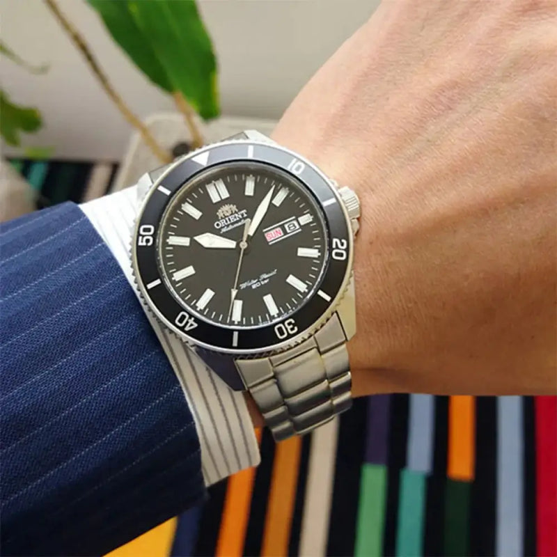 Orient Sports "Kano" RA-AA0008B Black Dial 44mm Stainless Steel Men's Watch detail view