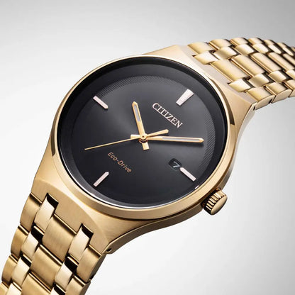 Citizen Eco-Drive Axiom BM7653-50E Black Dial 40mm Gold-Tone Stainless Steel Men's Watch