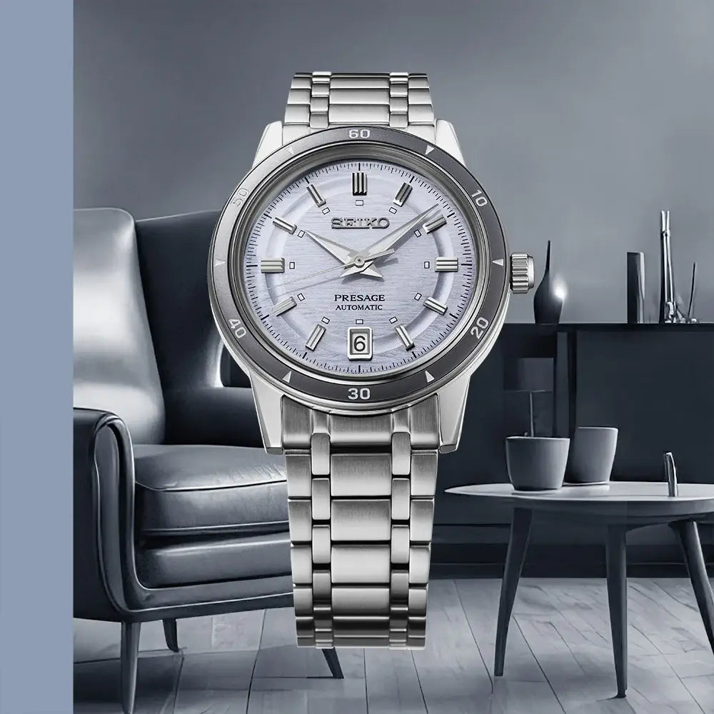 Seiko Presage SRPL73J1 "Style 60s" Automatic Violet Dial 39.5mm  Stainless Steel Men's Watch
