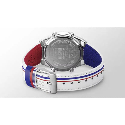 Casio Edifice Limited Edition "NISMO Heritage" ECB-S10NIS-7 Analog-Digital Bluetooth White Dial 43mm Leather Strap Men's Watch