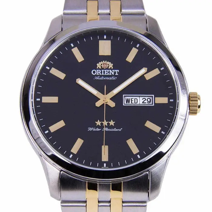 Orient Tristar Automatic SAB0B008BB Black Dial Two-Tone 43mm Stainless Steel Men's Watch detail view