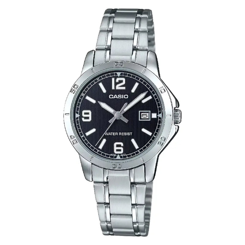 Casio Classic Analog LTP-V004D-1B2UDF Black Dial Stainless Steel Women's Watch