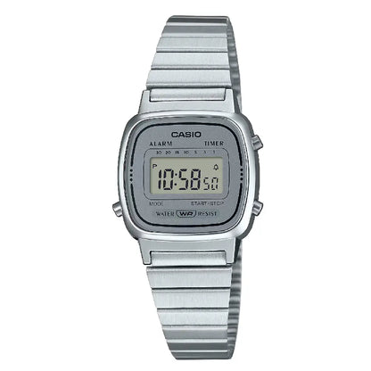 Casio Vintage Digital LA670WA-7DF Grey Dial Stainless Steel Women's Watch
