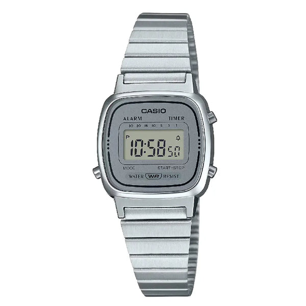 Casio Vintage Digital LA670WA-7DF Grey Dial Stainless Steel Women's Watch
