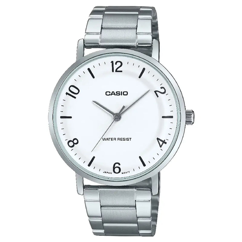 Casio Enticer Analog MTP-VT03D-7BDF White Dial Stainless Steel Men's Watch