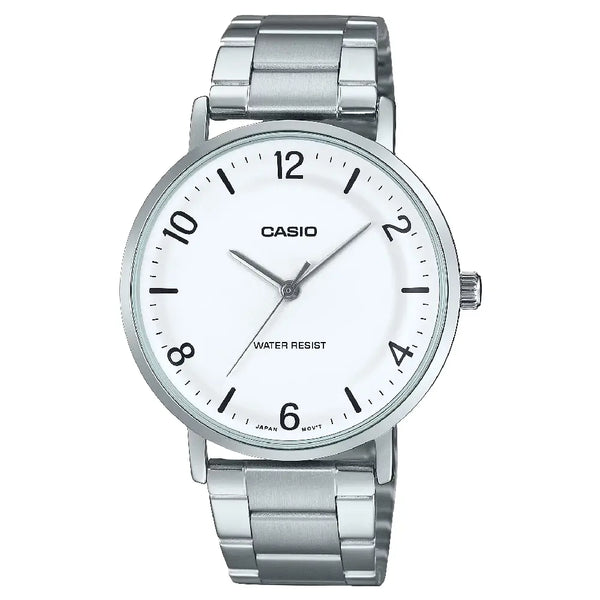 Casio Enticer Analog MTP-VT03D-7BDF White Dial Stainless Steel Men's Watch