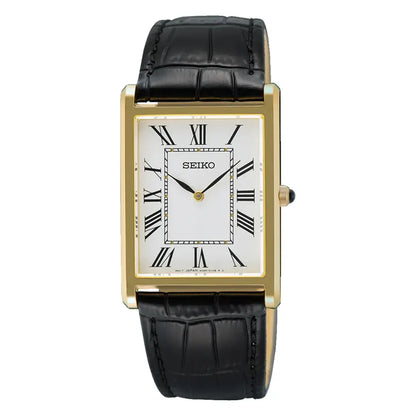 Seiko Conceptual SWR104P1 (Seiko Tank) Rectangular Case White Dial 27.2mm Leather Strap Men's Watch