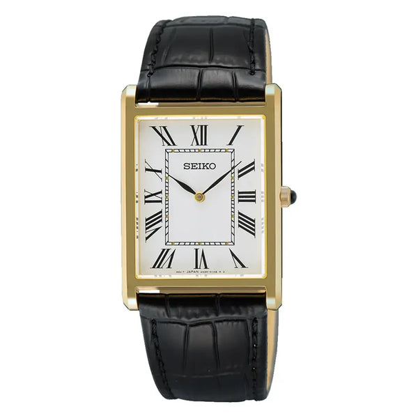 Seiko Conceptual SWR104P1 (Seiko Tank) Rectangular Case White Dial 27.2mm Leather Strap Men's Watch