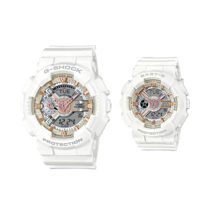 Casio LOV-24A-7A G-Shock Baby-G Lover's Collection Digital Analog White Dial Resin Strap Couples Watch Collection