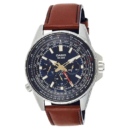 Casio Enticer MTP-SW320L-2AVDF Multi-Hand Analog Blue Dial Leather Strap Men's Watch