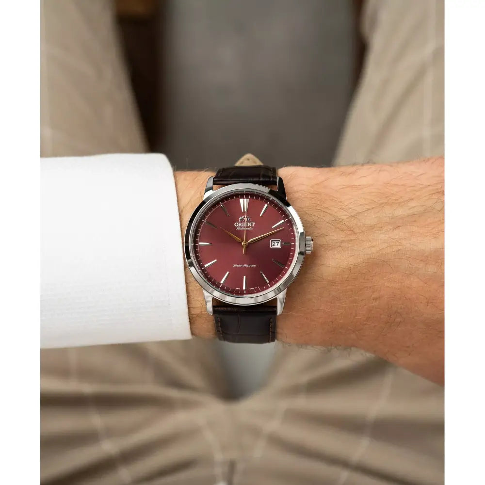 Orient Contemporary Automatic RA-AC0F15R30B Red Dial 41.6mm Leather Strap Men's Watch