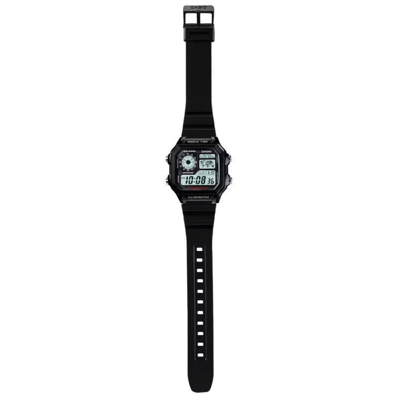 Casio World Time Digital AE-1200WH-1AVDF Grey/Black Dial Digital and Analog Resin Strap Men's Watch detail view