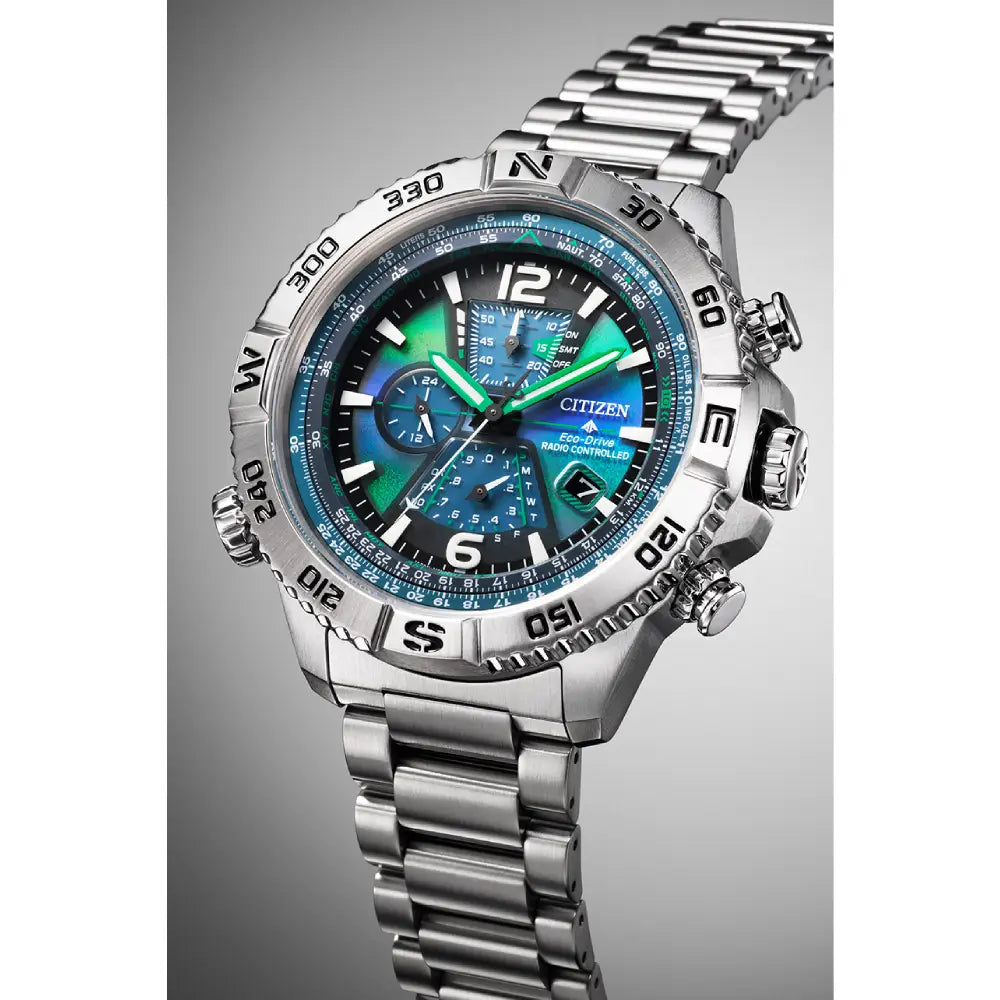 Citizen Promaster Navihawk A-T Limited Edition 48mm AT8220-55W Blue-Green Dial Stainless Steel Men's Watch