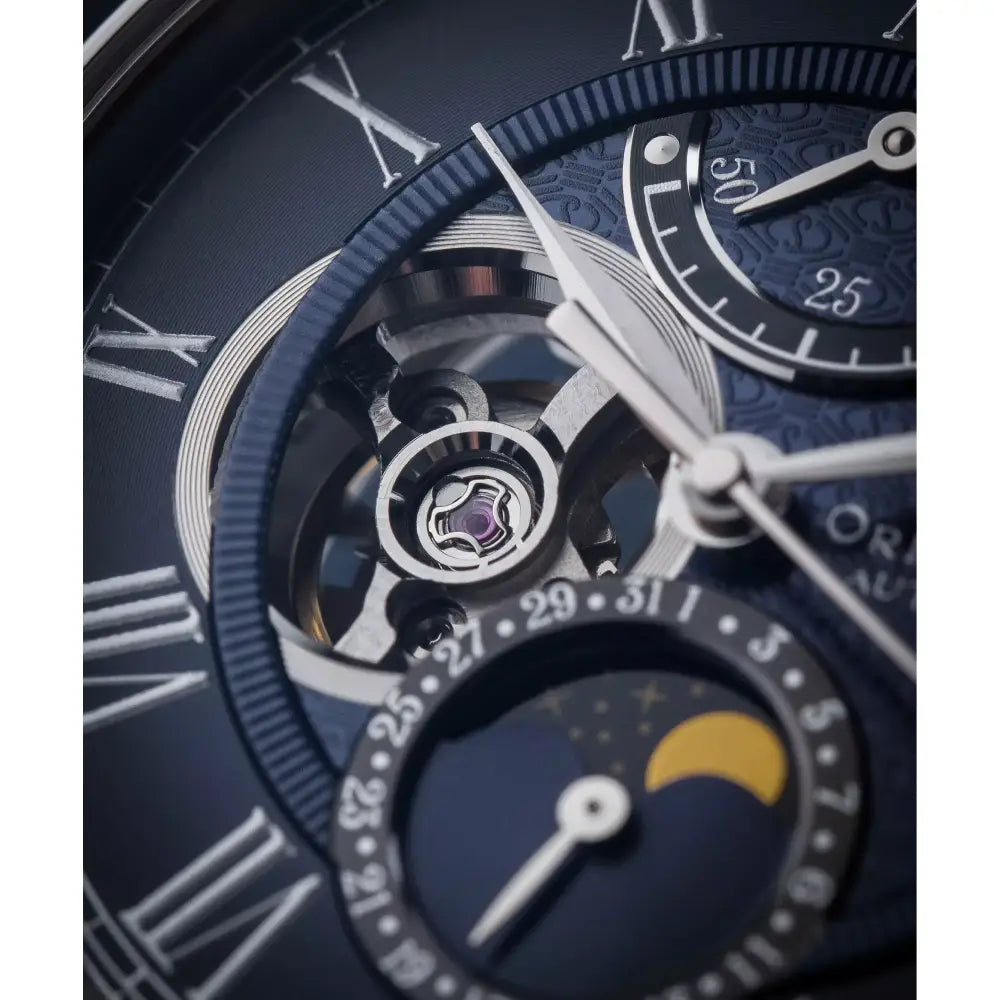 Orient Star Classic M45 F7 Moon Phase Open Heart Automatic RE-BT0006L00B Blue Dial 41mm Stainless Steel Men's Watch