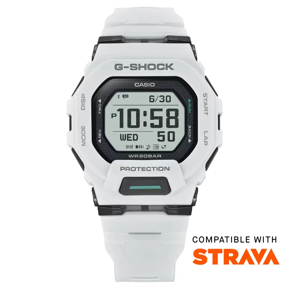 Casio G-Shock GBD-200-7 "G-SQUAD" Digital Dial 45.9mm White Resin Strap Men's Watch