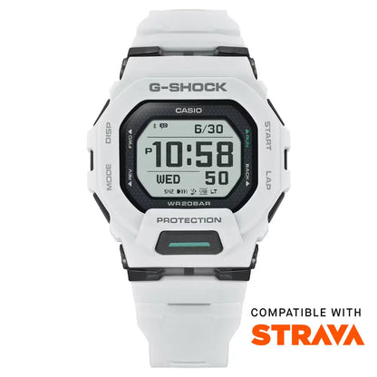 Casio G-Shock GBD-200-7 "G-SQUAD" Digital Dial 45.9mm White Resin Strap Men's Watch