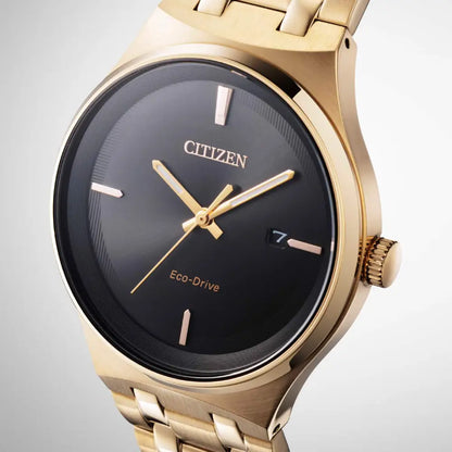 Citizen Eco-Drive Axiom BM7653-50E Black Dial 40mm Gold-Tone Stainless Steel Men's Watch