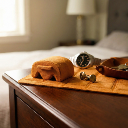 Hexagonal Premium Leather Watch Roll - 3 Slots