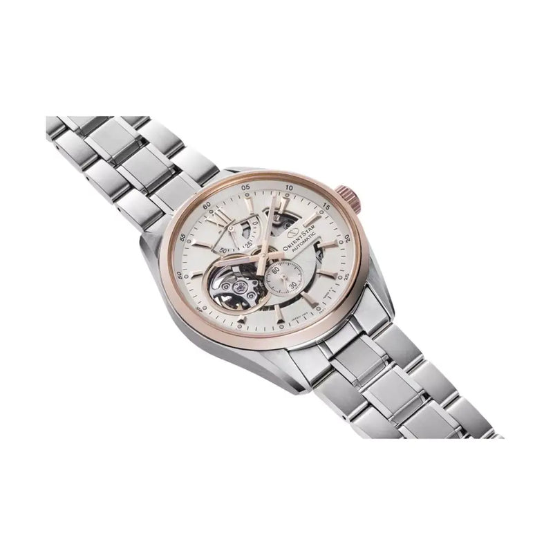 Orient Star Contemporary Modern Skeleton Automatic RE-AV0123G00B Ivory Dial 41mm Stainless Steel Men's Watch detail view