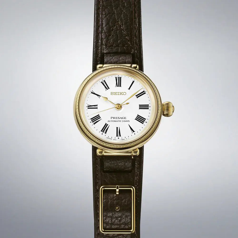 Seiko Presage SARX136 (SPB538J1) Classic Series 145th Anniversary Limited Edition (1450 Pcs) White Enamel Dial 35mm Leather Strap Men's Watch