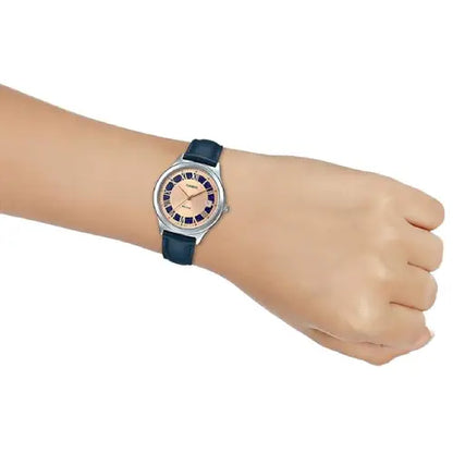 Casio Enticer Ladies Analog LTP-E141L-2A2VDF Rose Gold Dial Leather strap Women's Watch