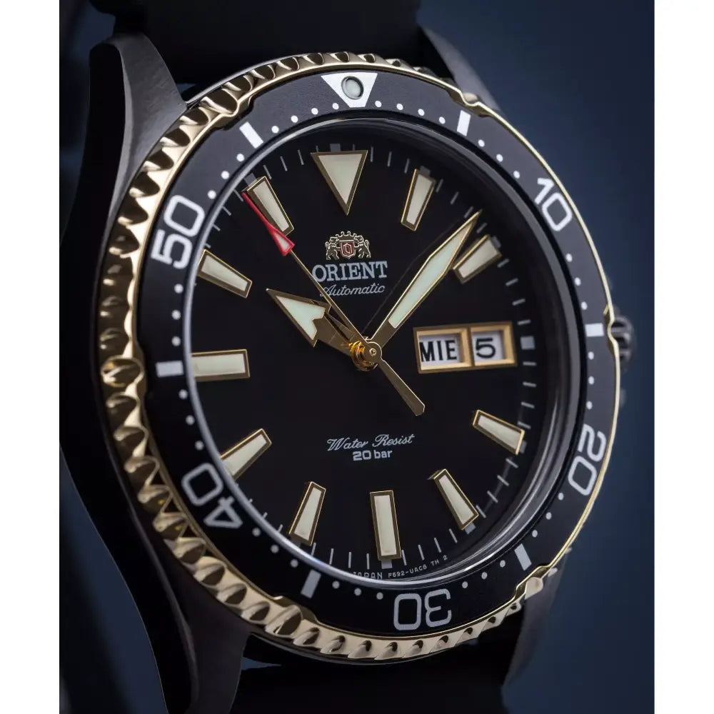 Orient Kamasu Mako III RA-AA0005 Black & Gold PVD 41.8mm Rubber Strap Men's Watch