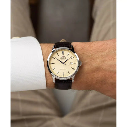 Orient Contemporary Automatic RA-AC0F16S30B Ivory Dial 41.6mm Leather Strap Men's Watch