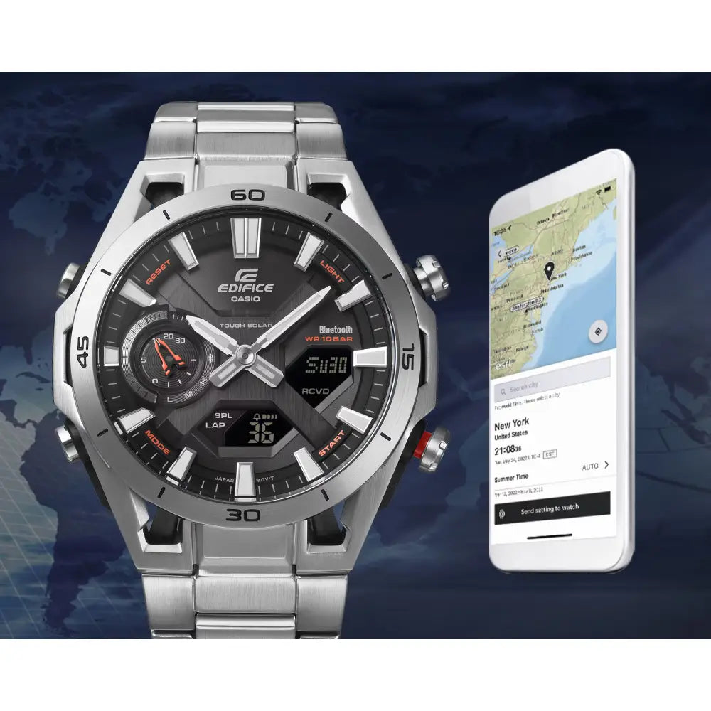 Casio Edifice Sospensione ECB-2300D-1A Black Dial 46mm Stainless Steel Men's Watch