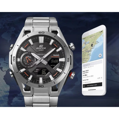 Casio Edifice Sospensione ECB-2300D-1A Black Dial 46mm Stainless Steel Men's Watch