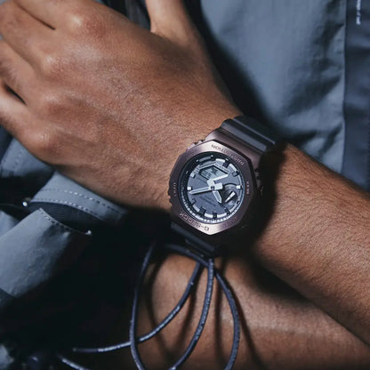 Casio G-Shock CasiOak Midnight Fog Analog Digital GM-2100MF-5A Brown Dial 44.4mm Resin Strap Men's Watch