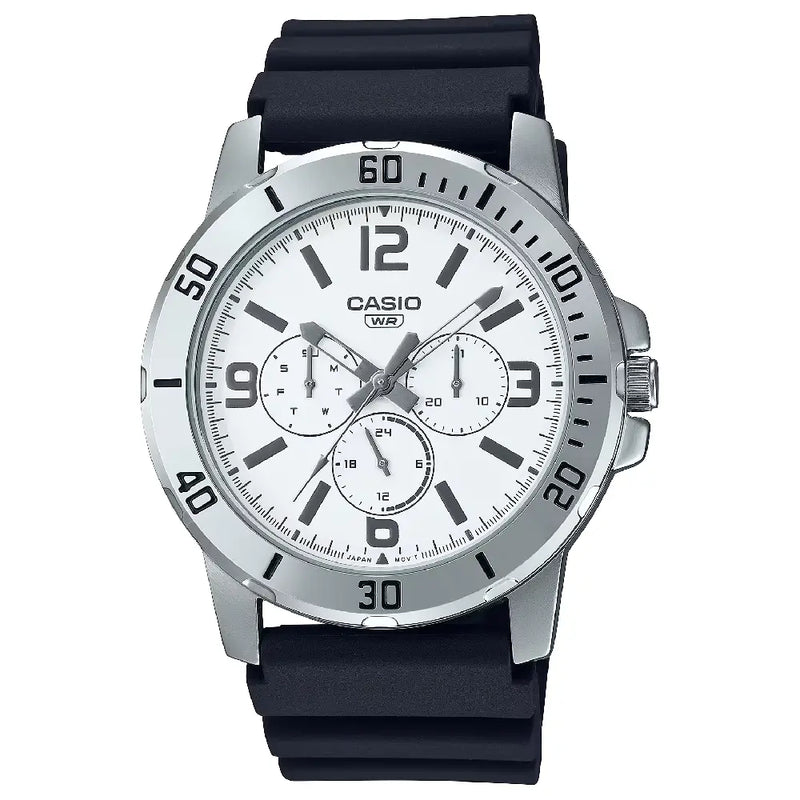 Casio Enticer MTP-VD300-7BUDF Multifunction White Dial Resin Strap Men's Watch