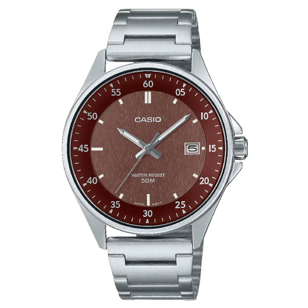 Casio Enticer MTP-E705D-5EVDF Date Analog Brown Dial Stainless Steel Men's Watch