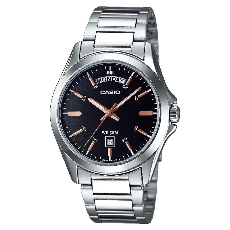 Casio Collection Analog MTP-1370D-1A2VDF Black Dial Stainless Steel Men's Watch