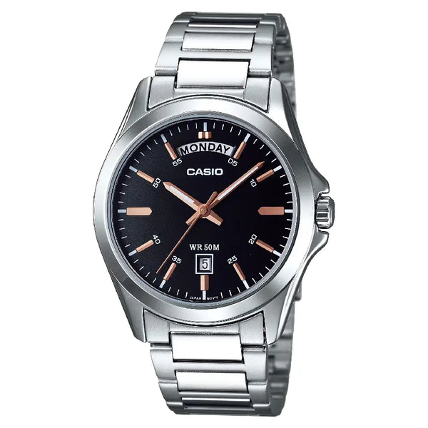 Casio Collection Analog MTP-1370D-1A2VDF Black Dial Stainless Steel Men's Watch