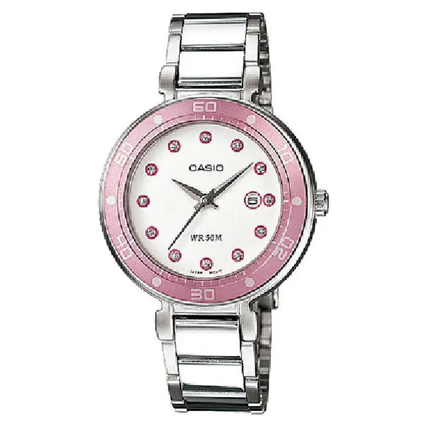 Casio Enticer Ladies Analog LTP-1329-4EVDF White Dial Stainless Steel Women's Watch
