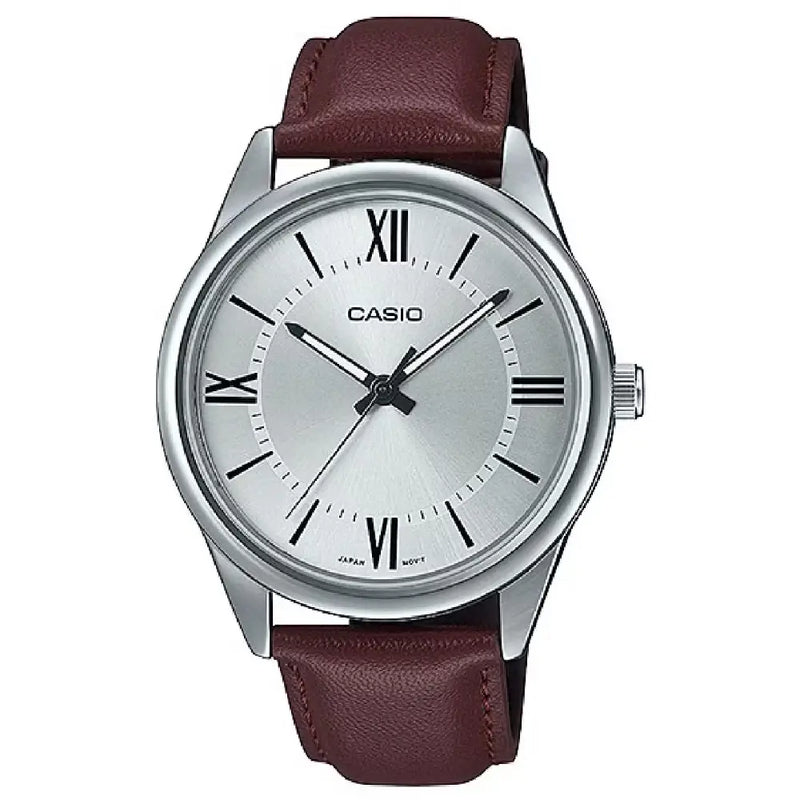 Casio Enticer MTP-V005L-7B5UDF Classic Analog Silver Dial Leather Strap Men's Watch
