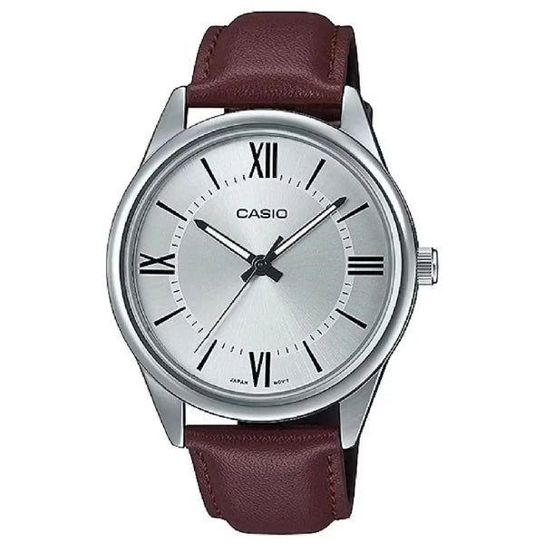 Casio Enticer MTP-V005L-7B5UDF Classic Analog Silver Dial Leather Strap Men's Watch