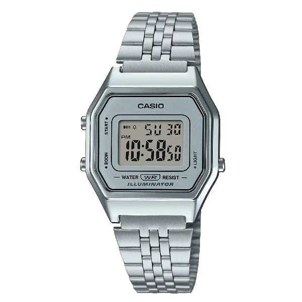 Casio Vintage Digital Mini LA680WA-7DF Silver Dial 28.6mm Stainless Steel Women's Watch